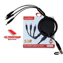 Cabo Retrátil 3 em 1 Kapbom Turbo 5.1A – Tipo-C / iPhone / V8 – Carregamento Rápido e Portátil (Preto)