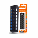 Hub USB 2.0 Lehmox LEY-02 com 7 Portas - Chave Seletora Individual e Alta Praticidade